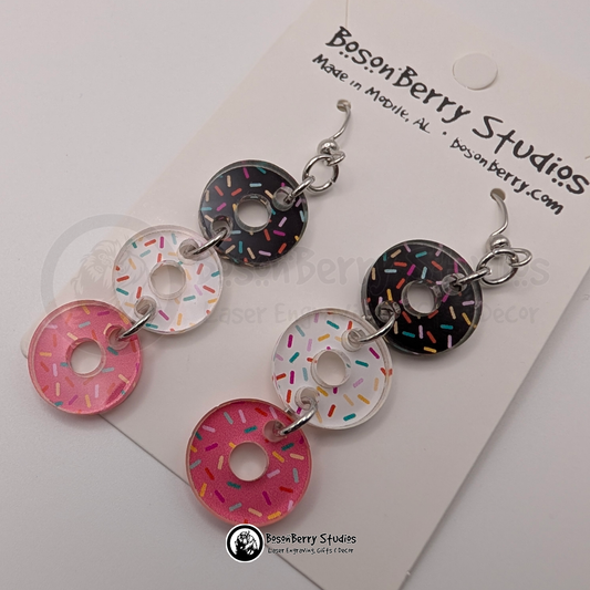 Tiny Sprinkle Donut Chain Acrylic Earrings