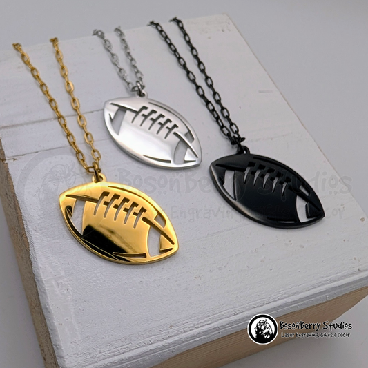 Football Pendant Necklace with Personalized Engraving