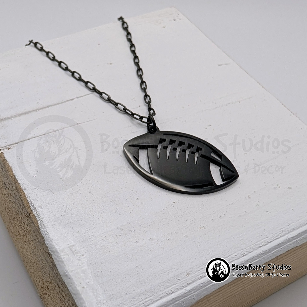 Football Pendant Necklace with Personalized Engraving