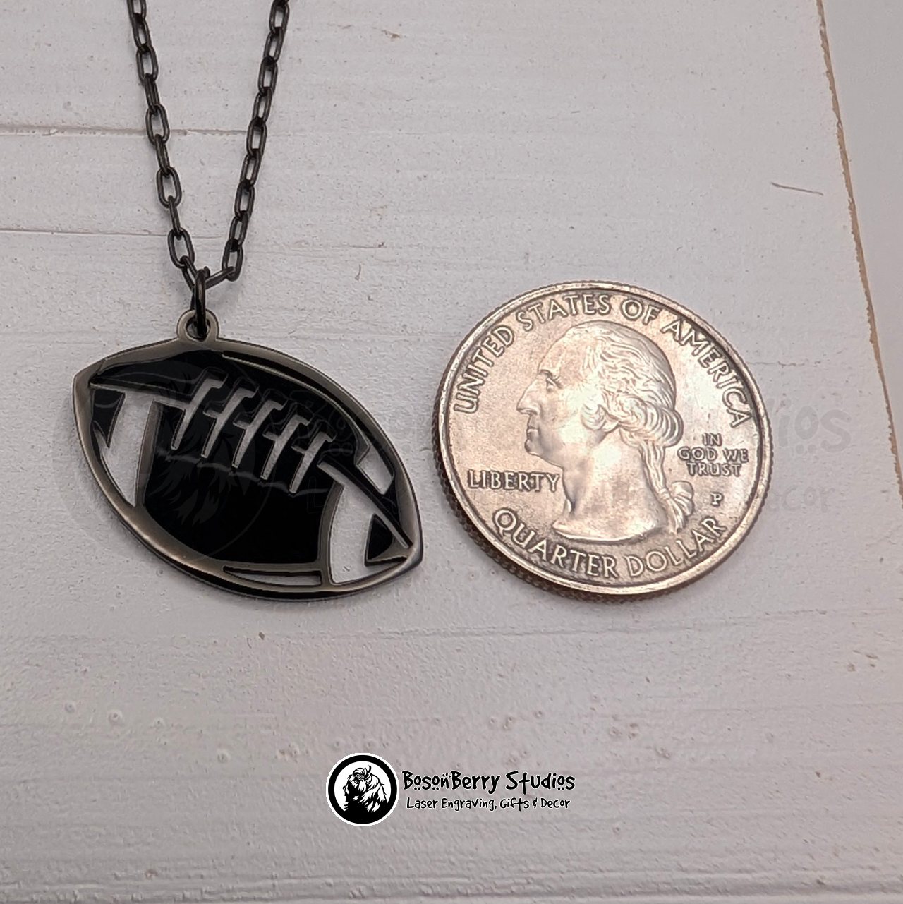 Football Pendant Necklace with Personalized Engraving