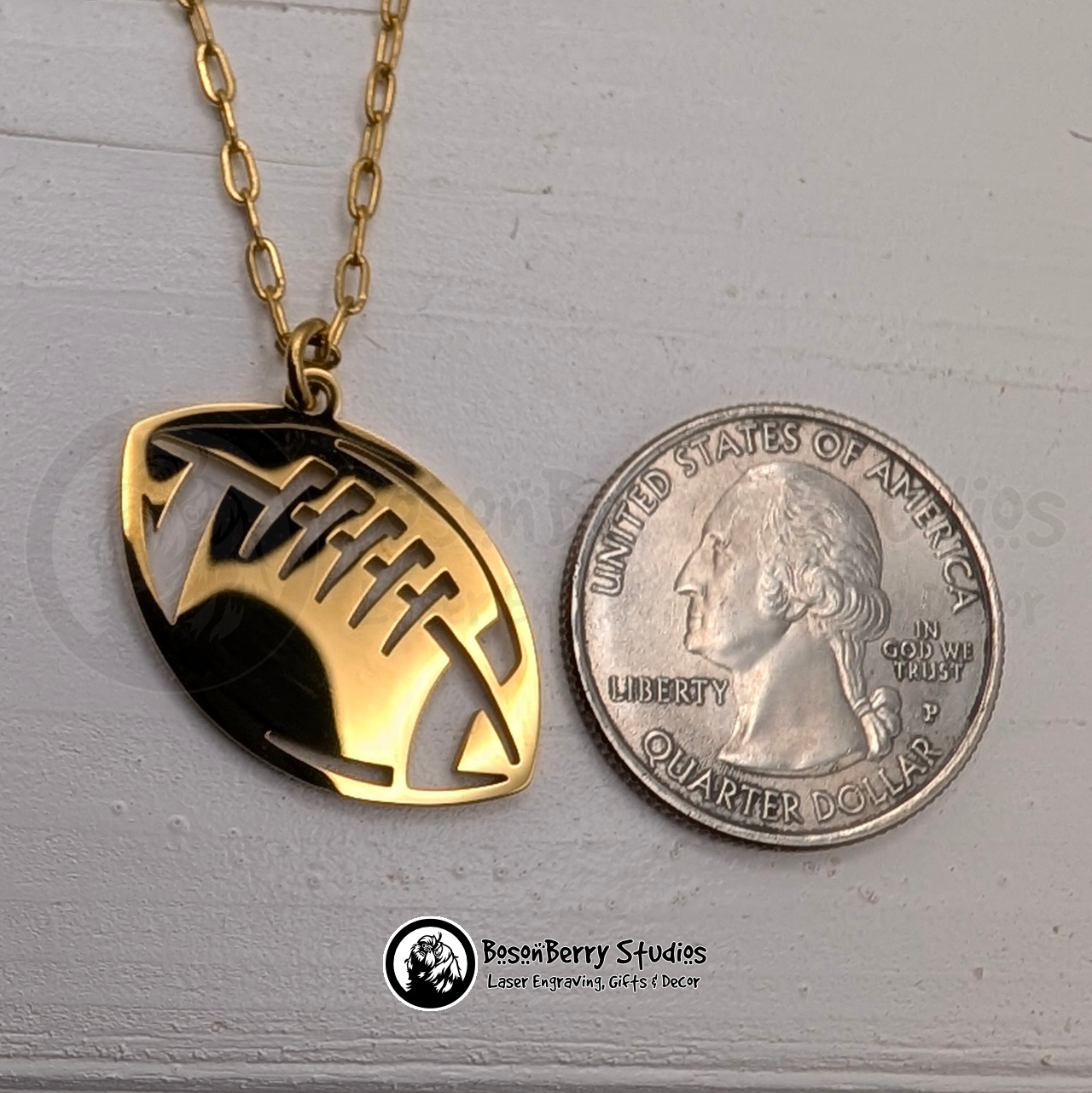 Football Pendant Necklace with Personalized Engraving