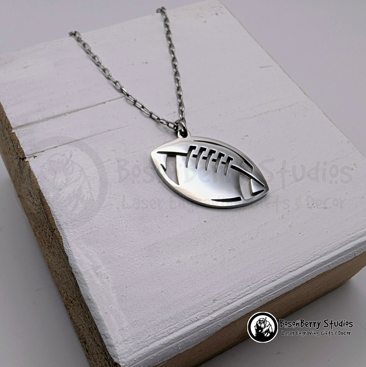 Football Pendant Necklace with Personalized Engraving