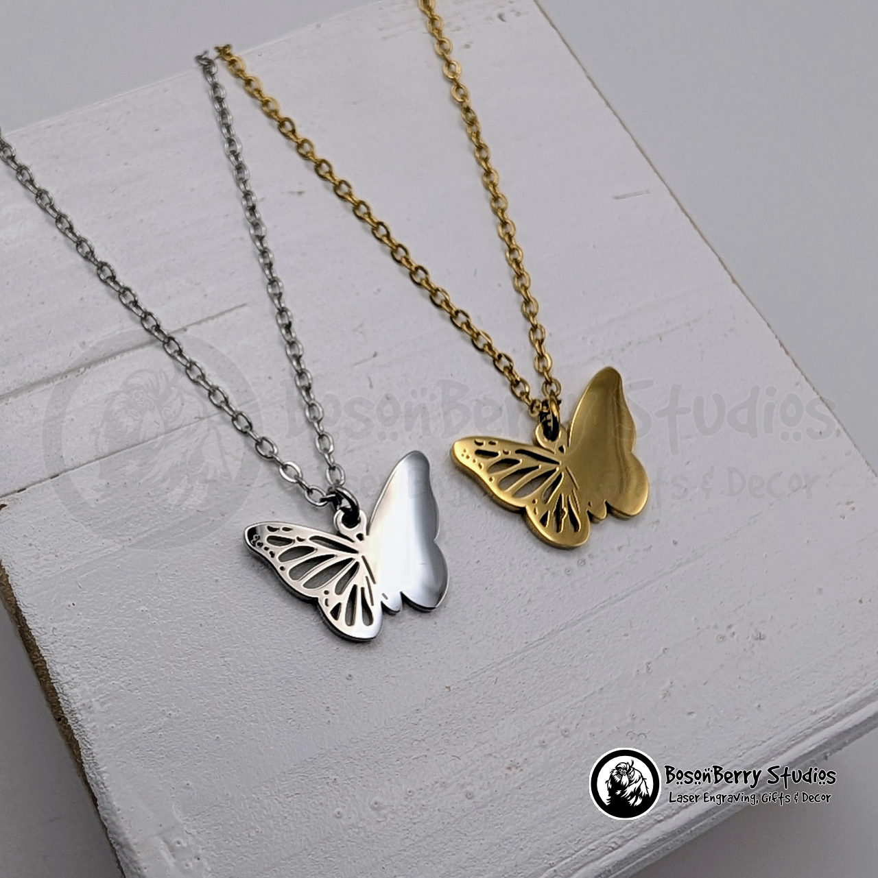 Filigree Butterfly Necklace with Personalized Engraving