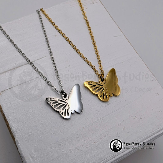 Filigree Butterfly Necklace with Personalized Engraving