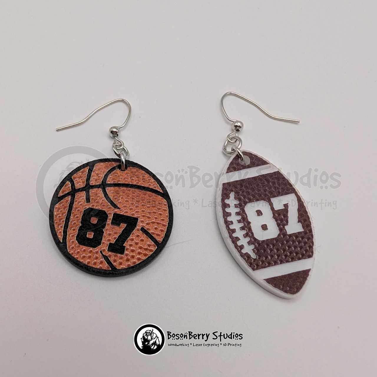 Football & Basketball Textured Acrylic Earrings