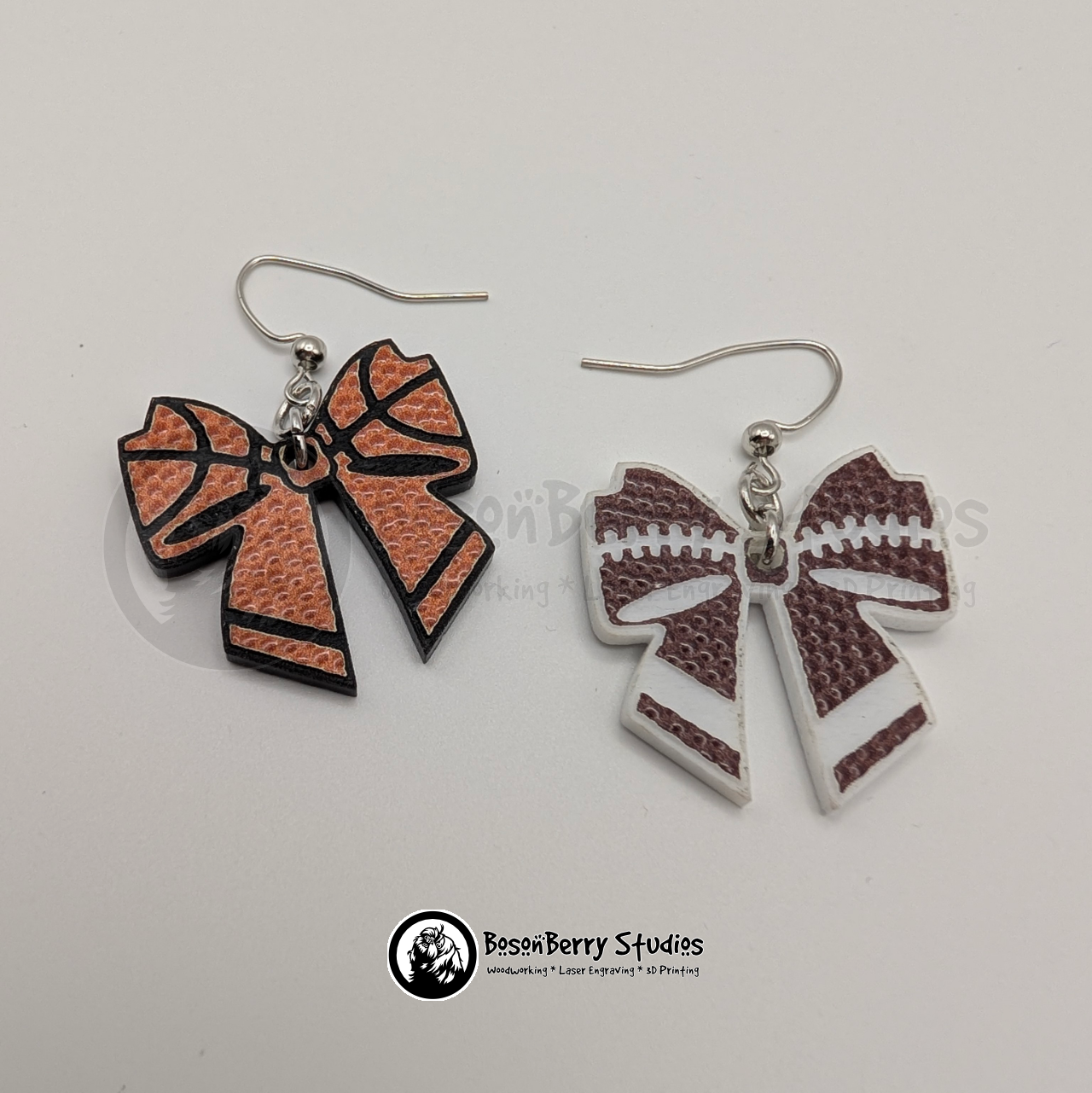 Football & Basketball Bows Textured Acrylic Earrings