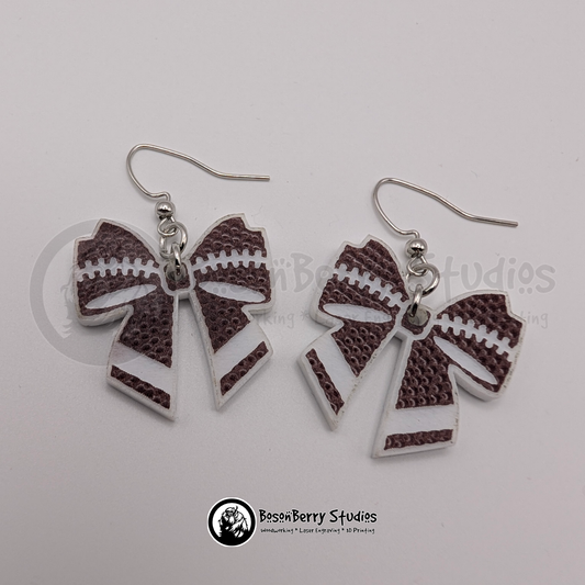 Football Bows Textured Acrylic Earrings