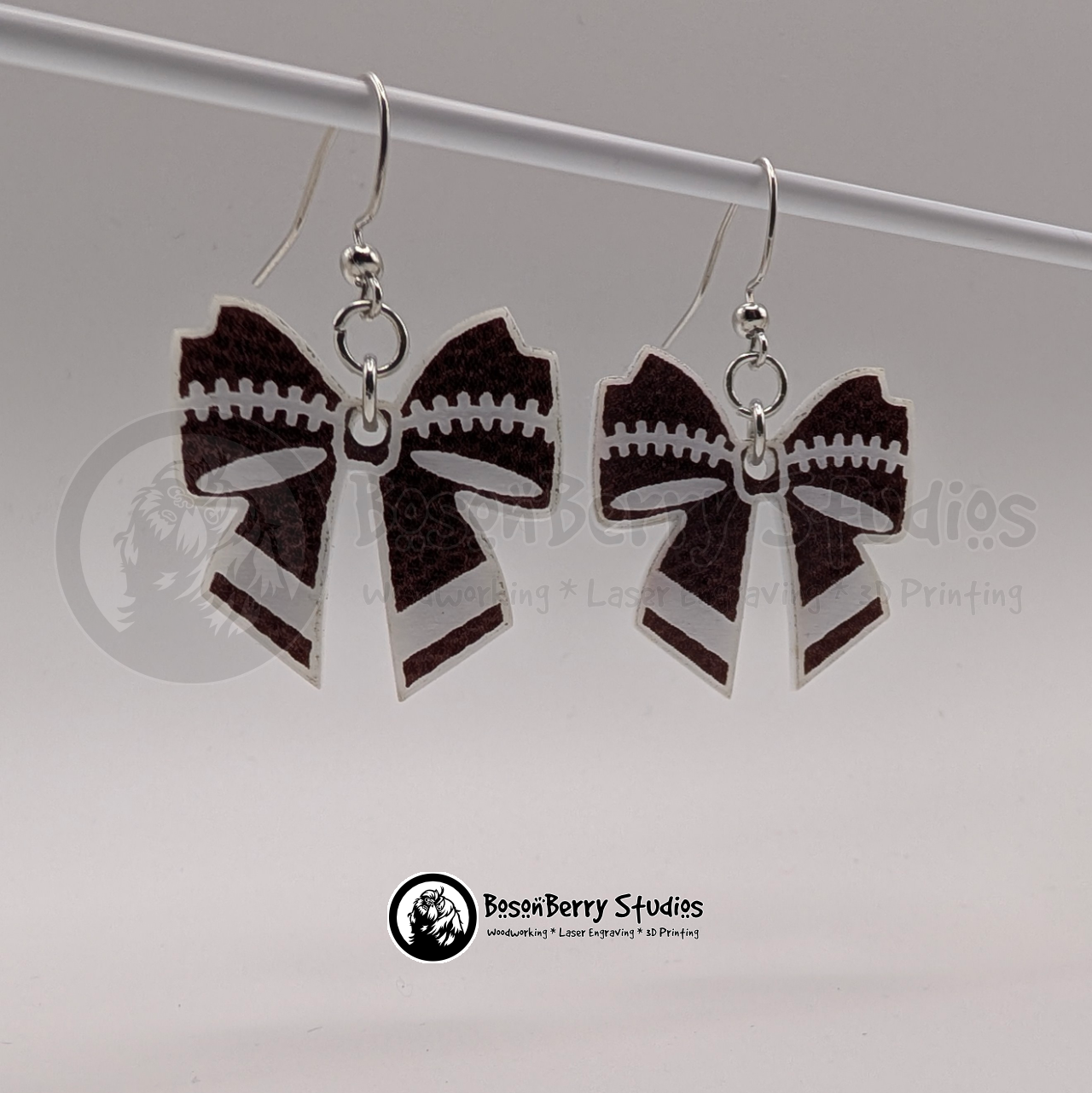 Football & Basketball Bows Textured Acrylic Earrings