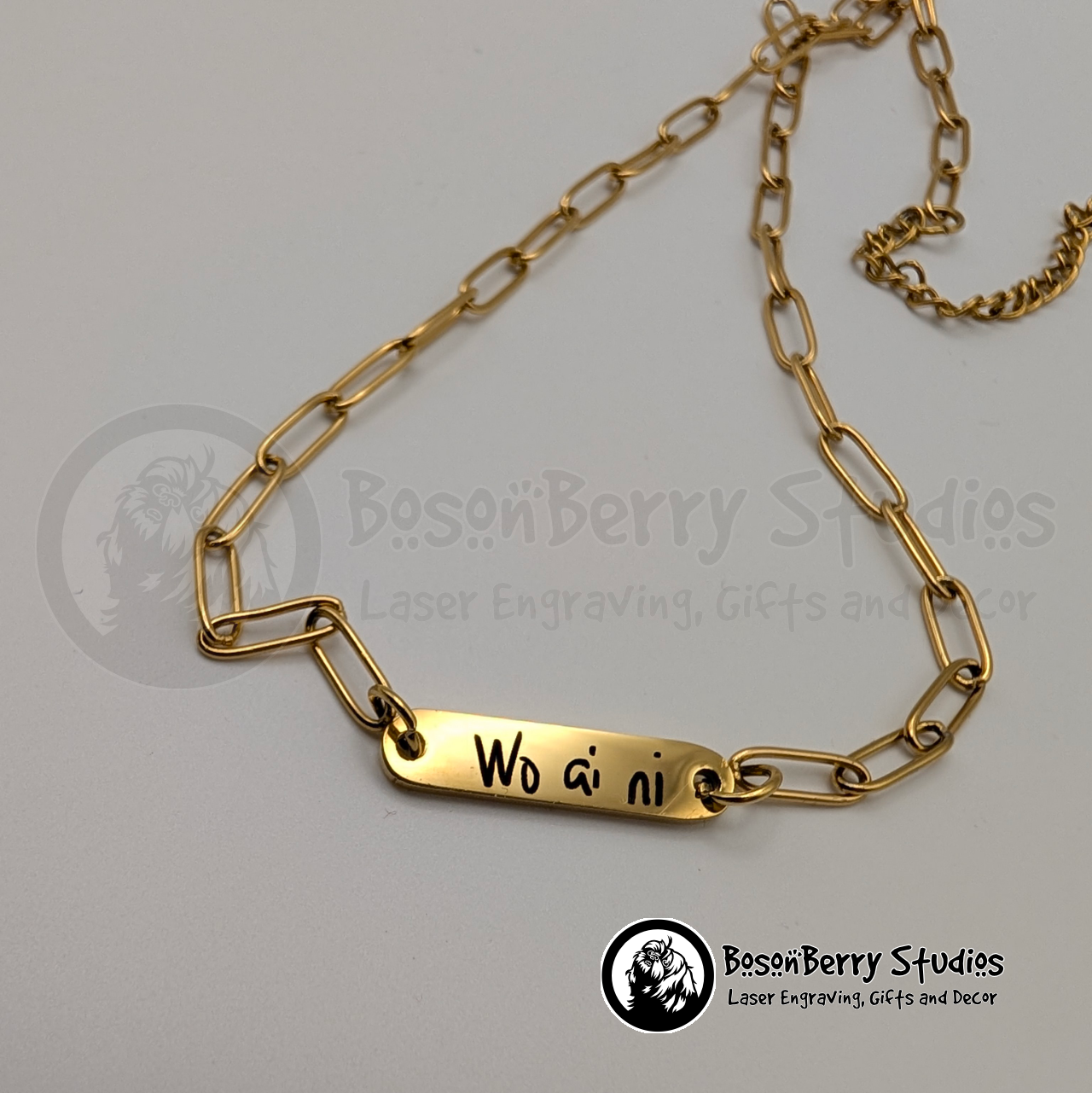 Oval Bar Paperclip Necklace with Personalized Engraving