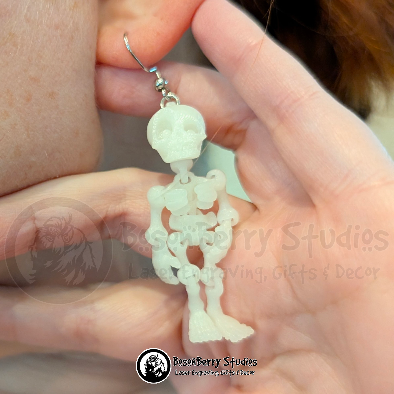 Wiggly Skeleton Articulated 3d Printed Earrings
