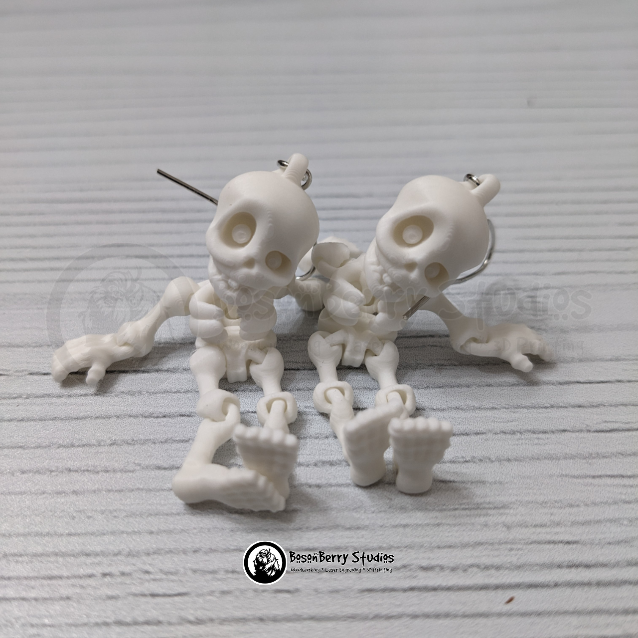 Wiggly Skeleton Articulated 3d Printed Earrings