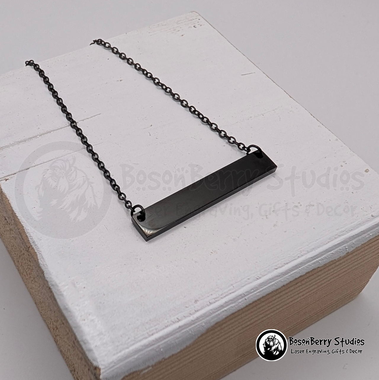 Horizontal Bar Necklace with Personalized Engraving