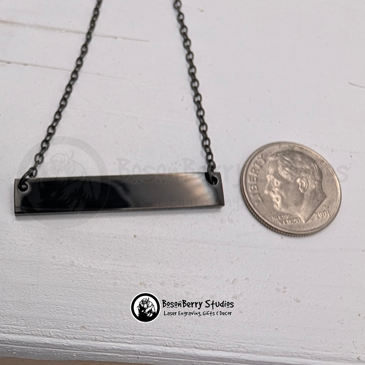 Horizontal Bar Necklace with Personalized Engraving