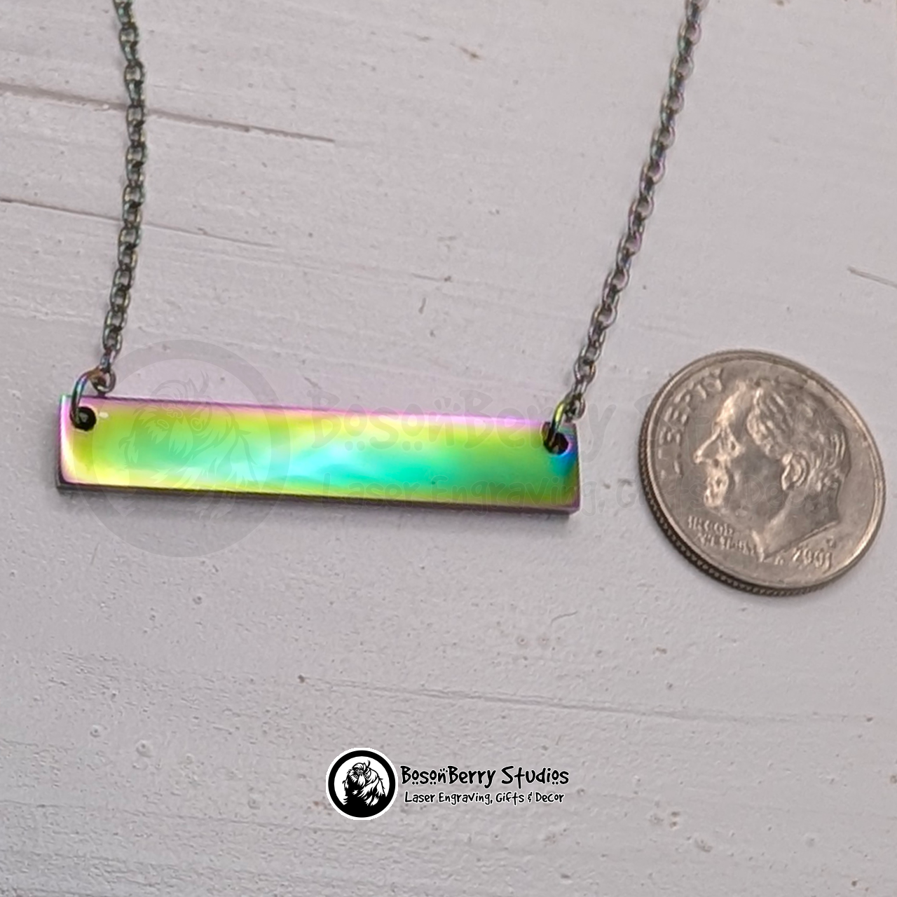 Horizontal Bar Necklace with Personalized Engraving