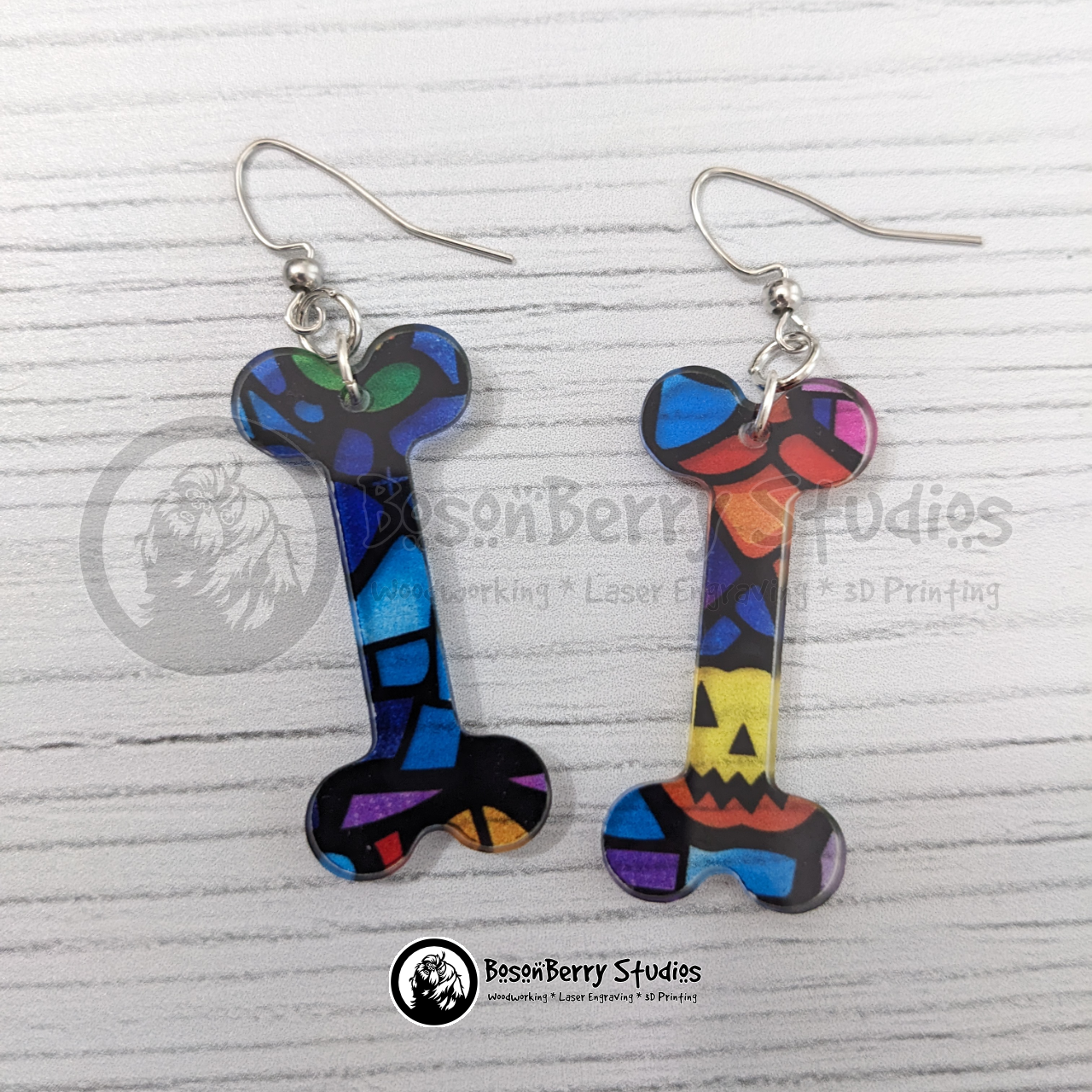 Acrylic "Haunted House Stained Glass" Earrings - 13 Designs