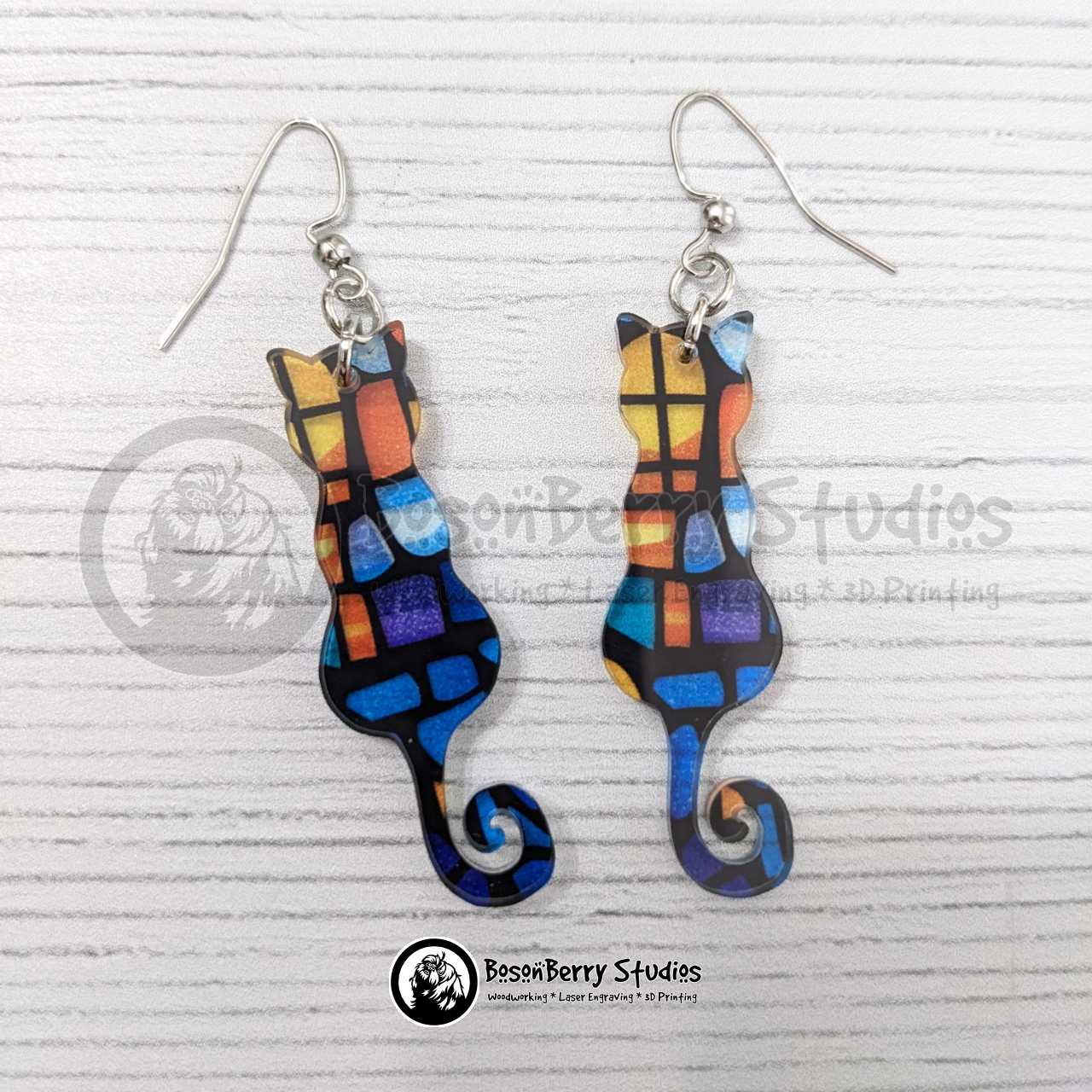 Acrylic "Haunted House Stained Glass" Earrings - 13 Designs