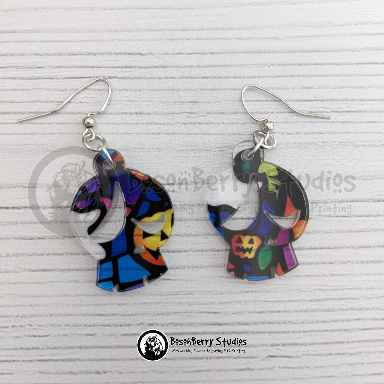 Acrylic "Haunted House Stained Glass" Earrings - 13 Designs