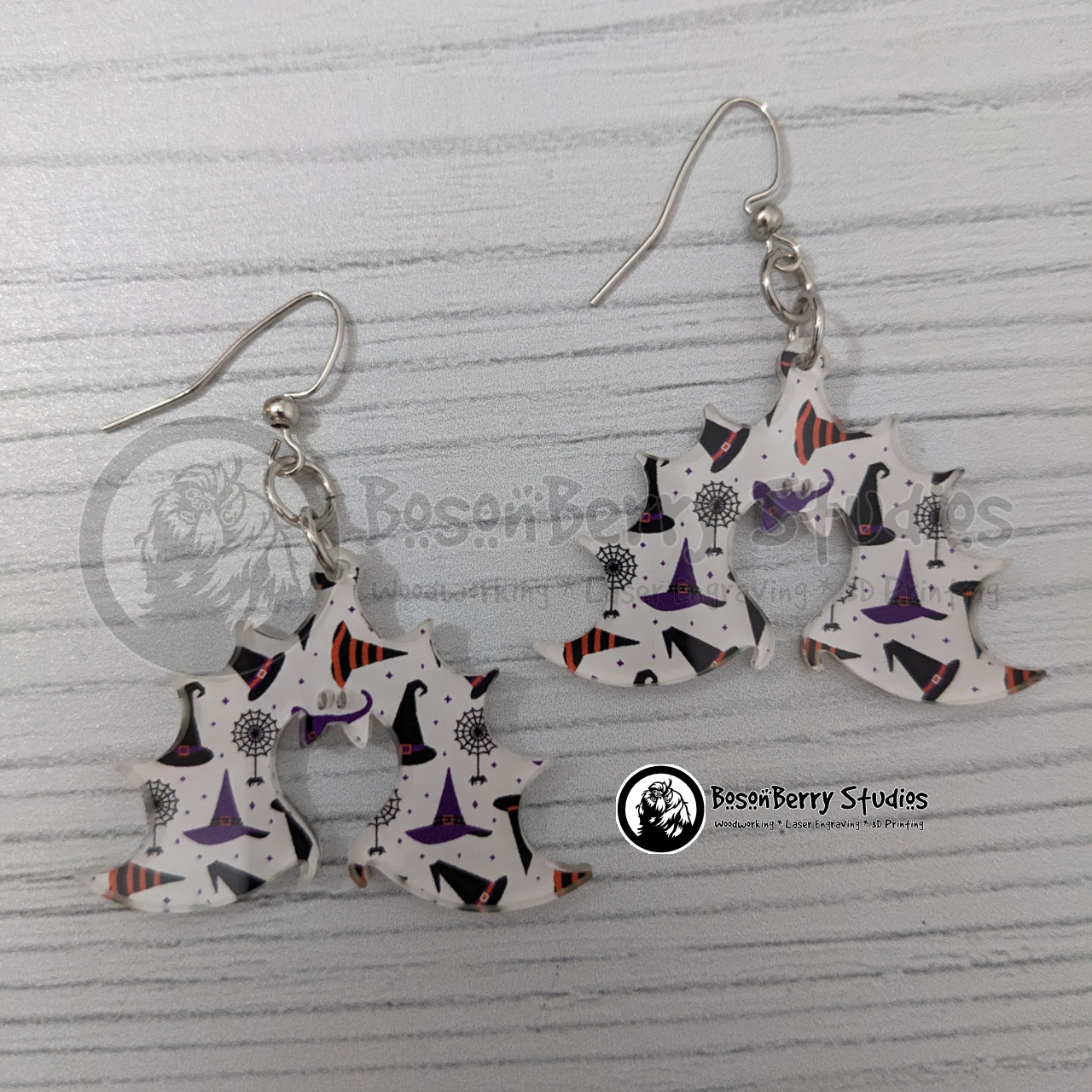 Acrylic "Halloween Hats and Spiders" Earrings - 13 Designs