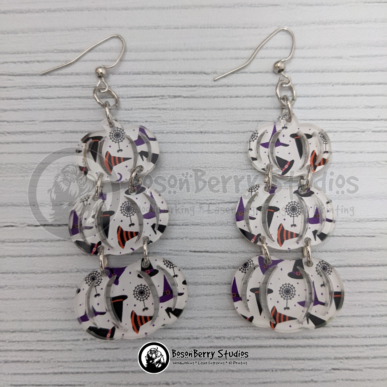 Acrylic "Halloween Hats and Spiders" Earrings - 13 Designs