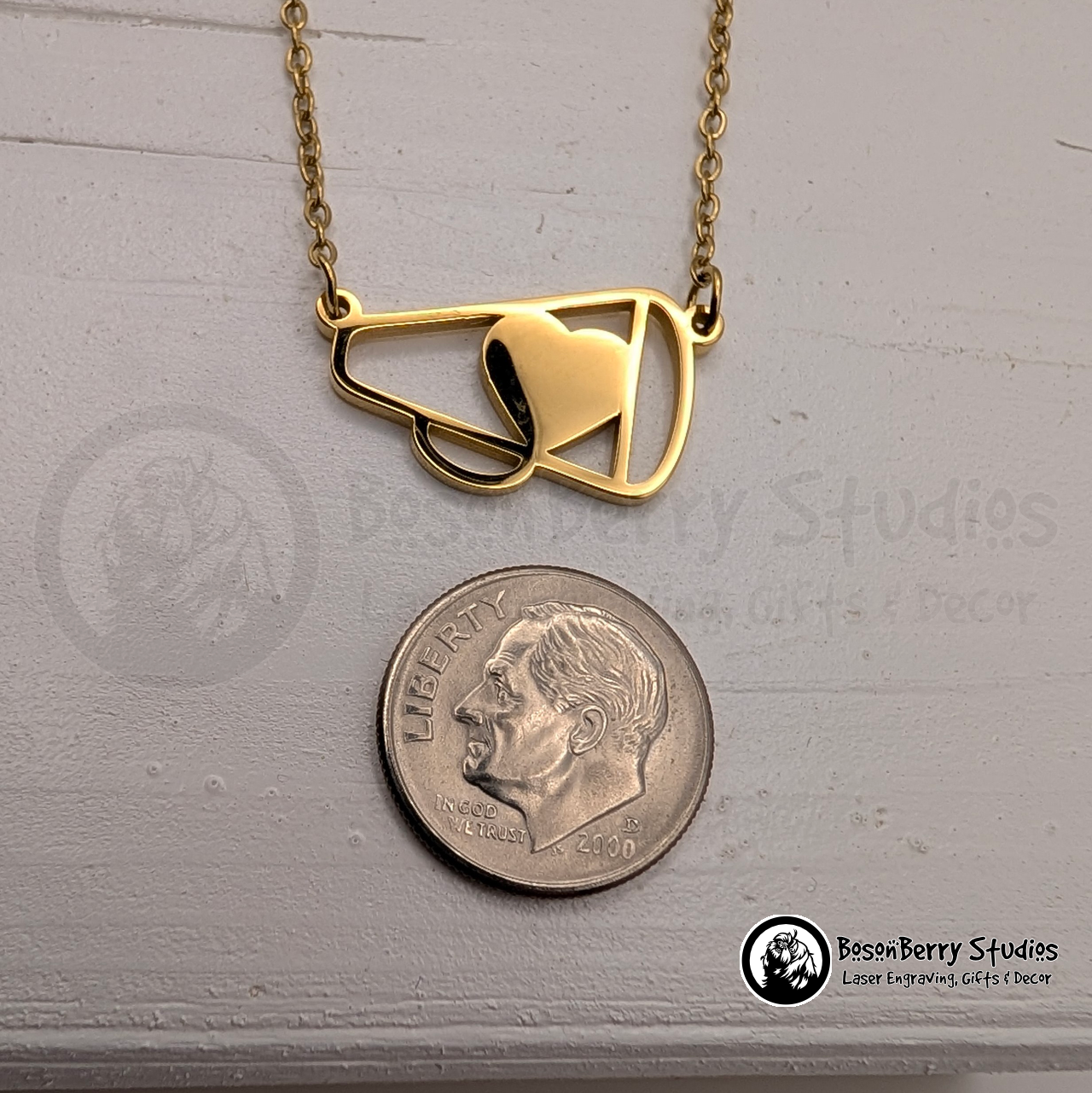 Petite Cheer Megaphone Necklace with Personalized Engraving