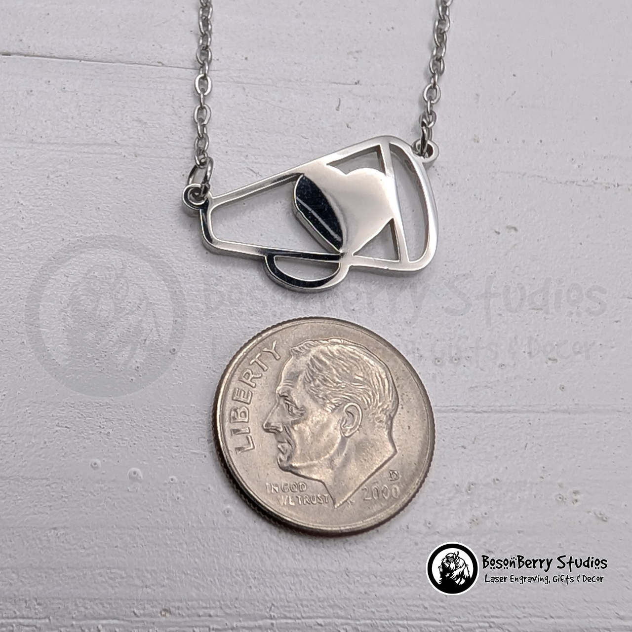 Petite Cheer Megaphone Necklace with Personalized Engraving
