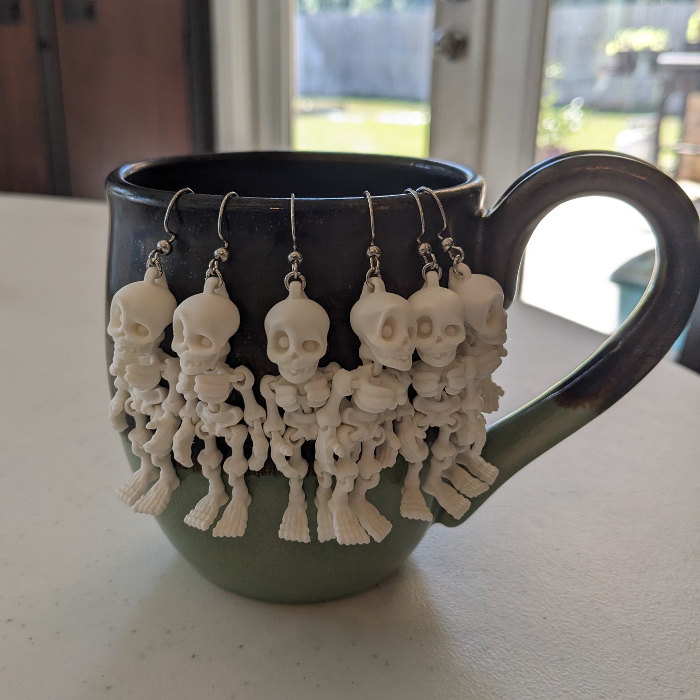 Wiggly Skeleton Articulated 3d Printed Earrings