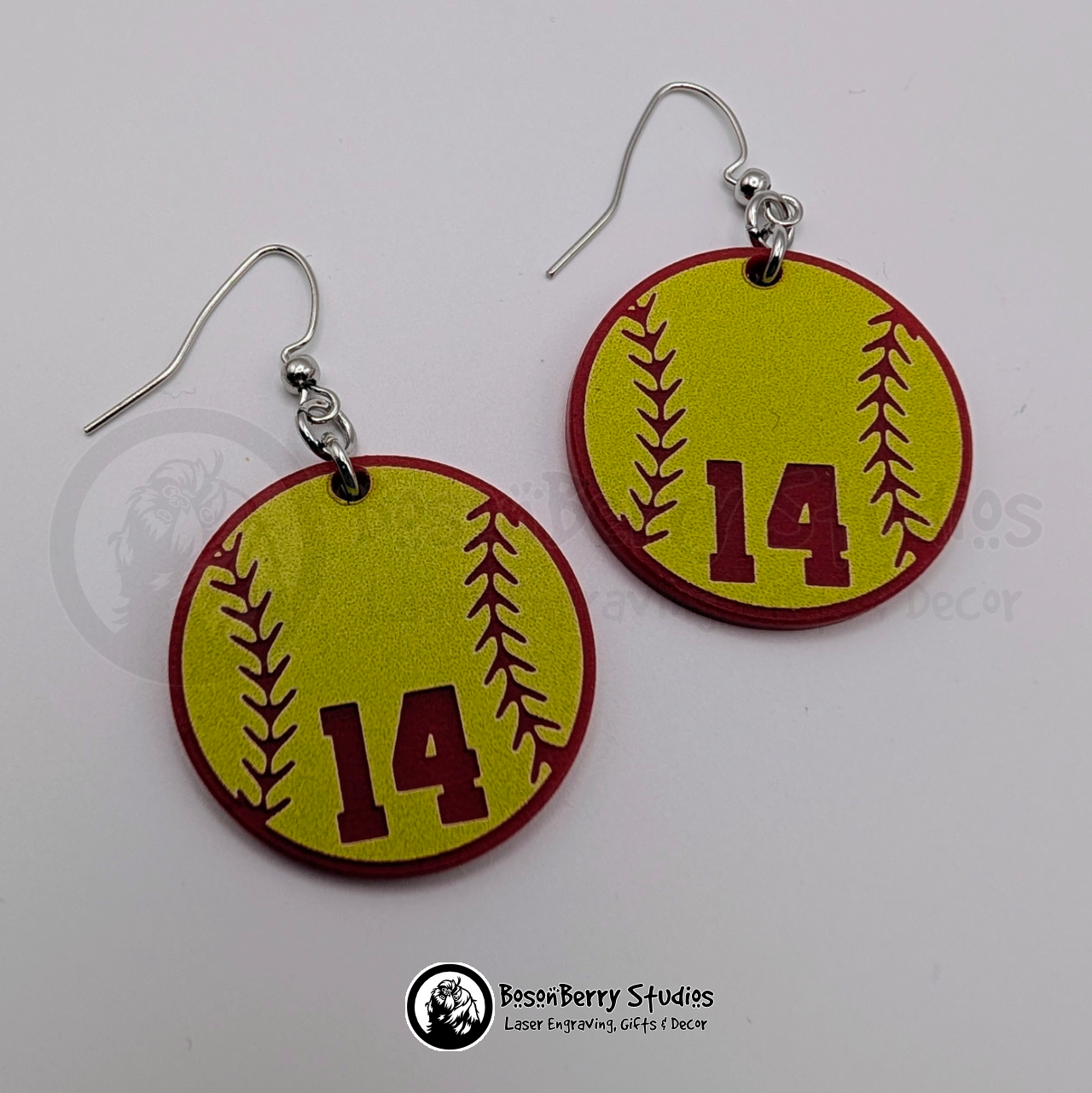 Softball Acrylic Earrings
