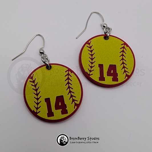 Softball Acrylic Earrings