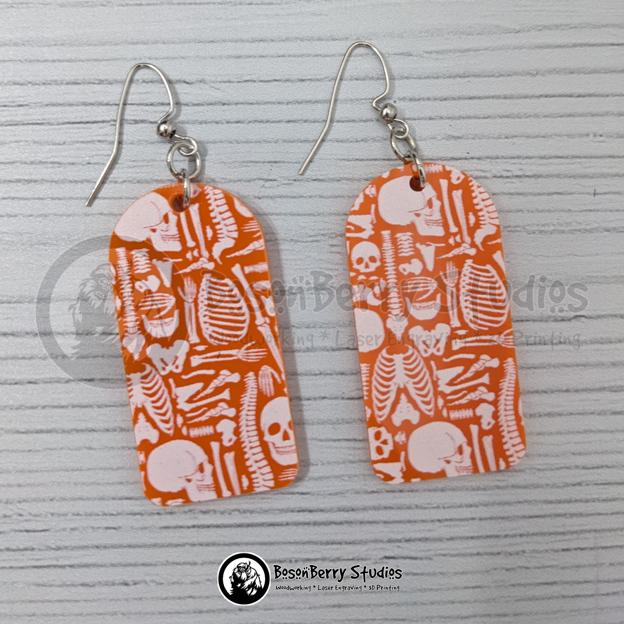 Acrylic "Scattered Bones on Orange" Earrings