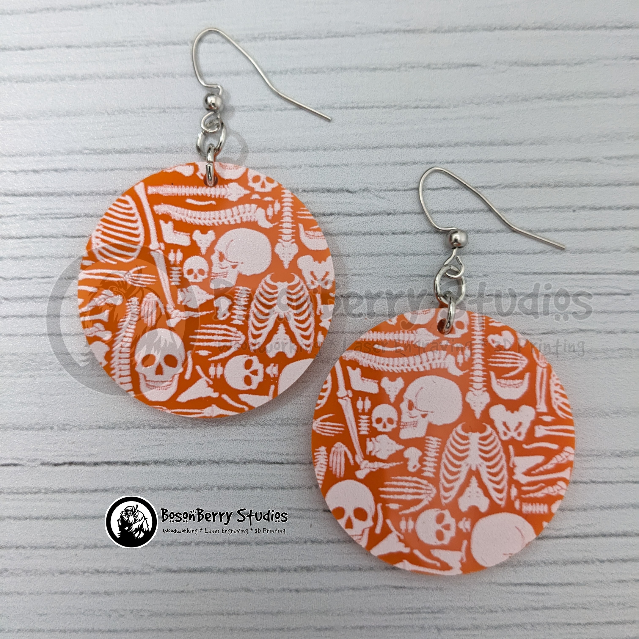 Acrylic "Scattered Bones on Orange" Earrings