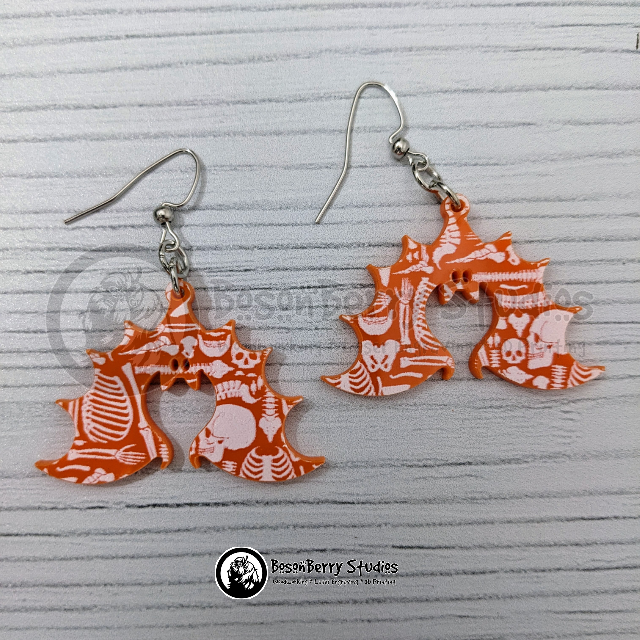 Acrylic "Scattered Bones on Orange" Earrings