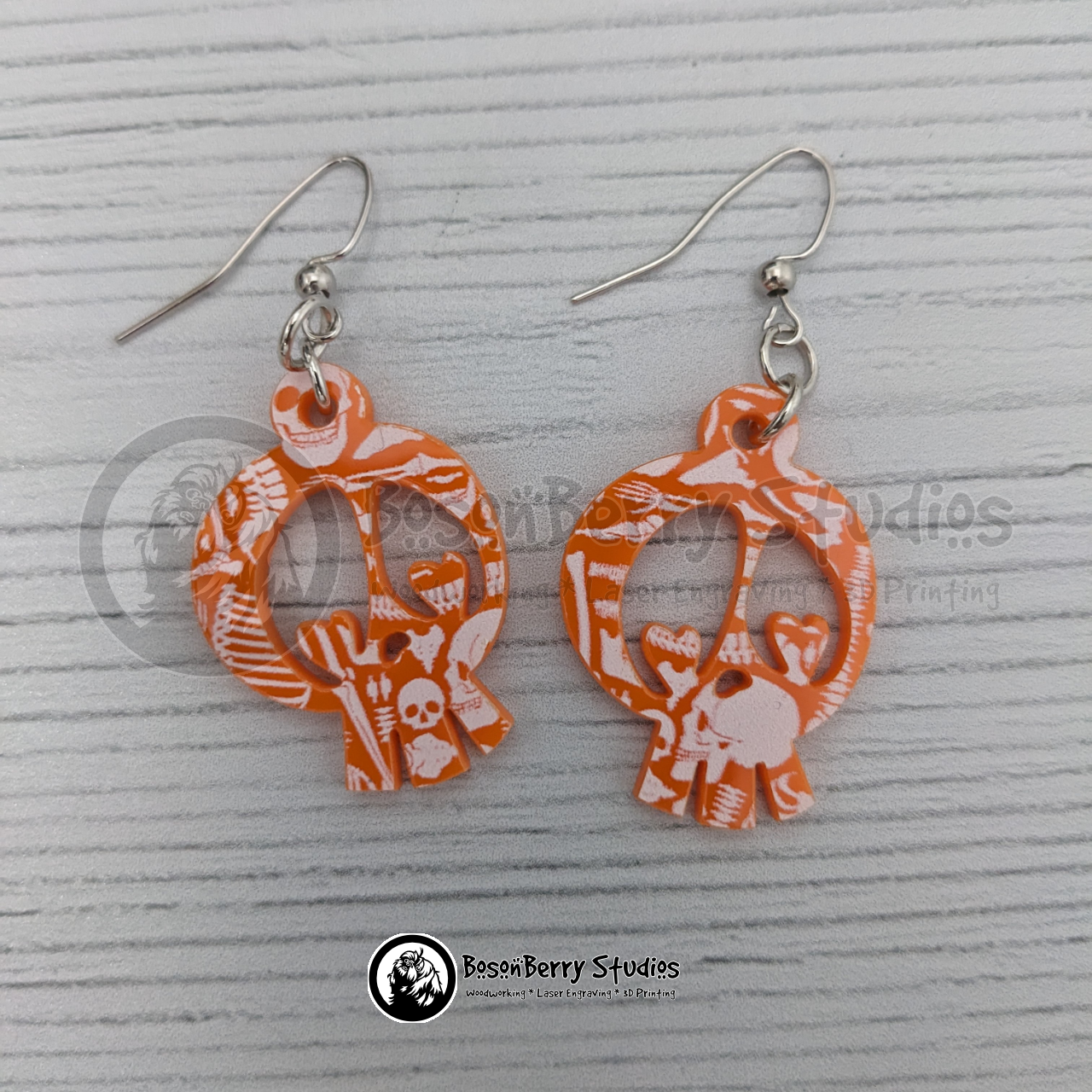 Acrylic "Scattered Bones on Orange" Earrings