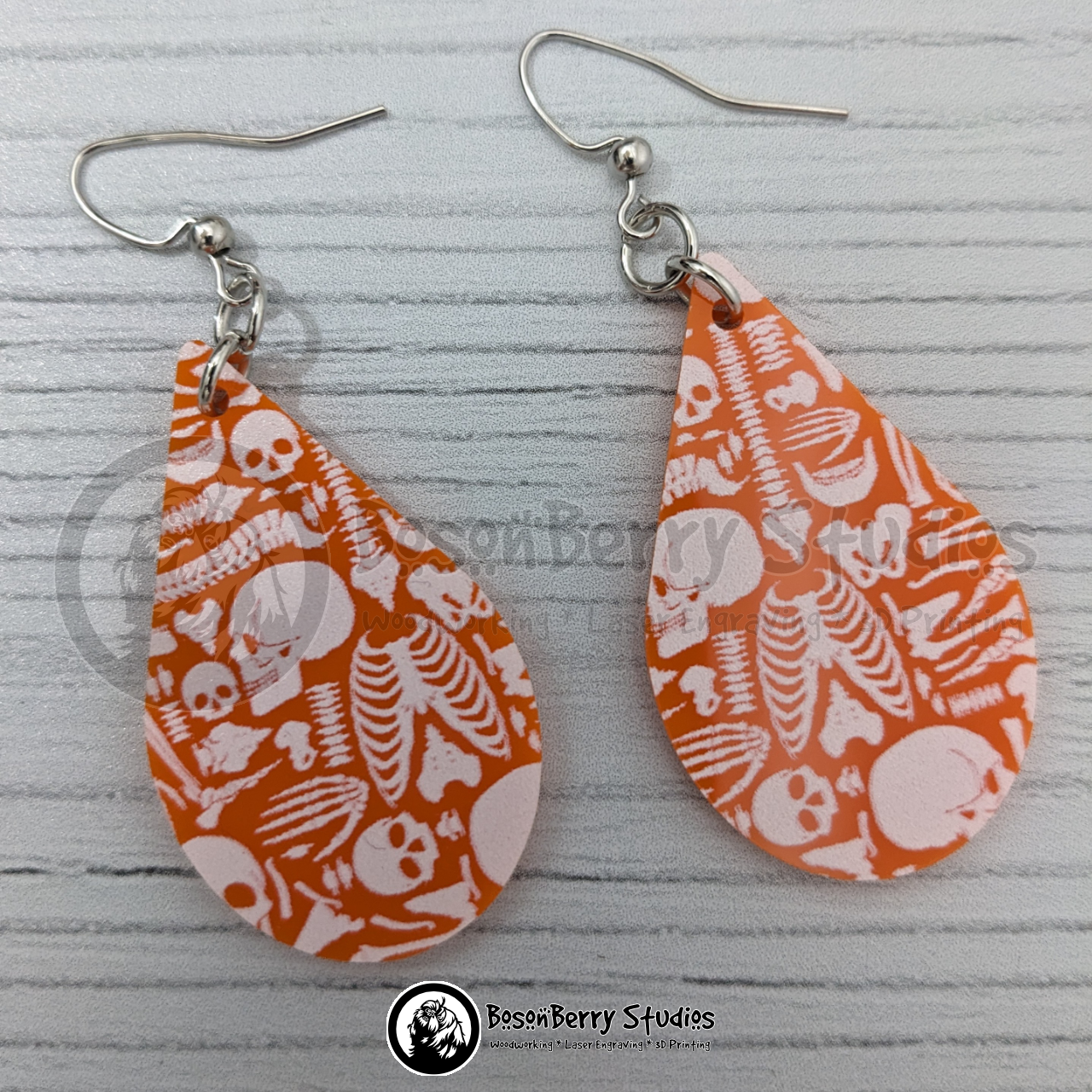 Acrylic "Scattered Bones on Orange" Earrings