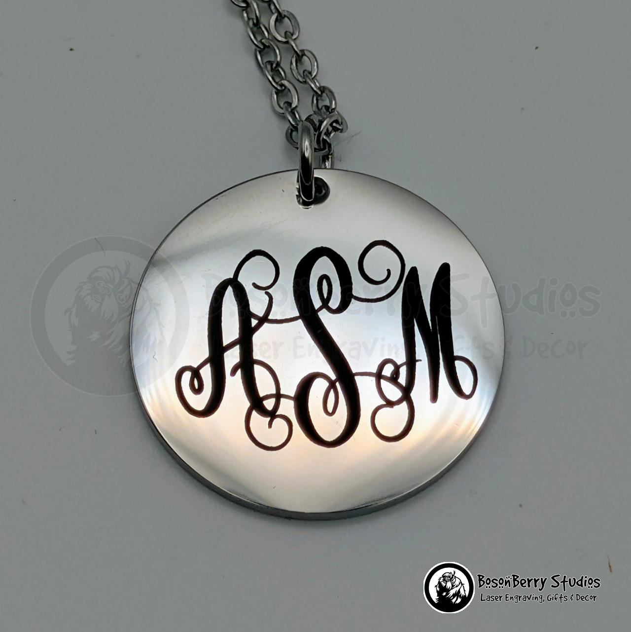 25mm Disc Pendant Necklace with Personalized Engraving