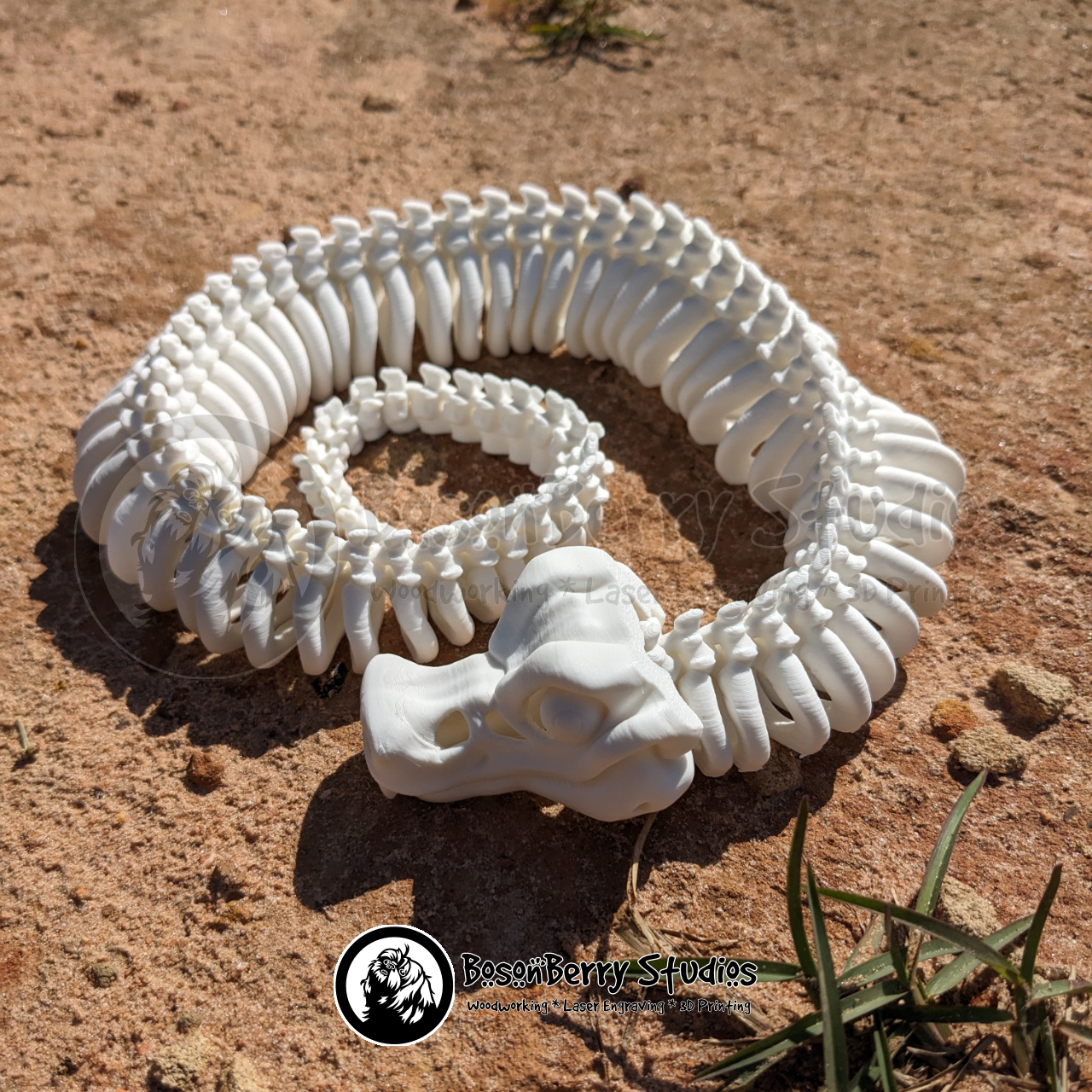Skeleton Rattlesnake 3D Printed Snake