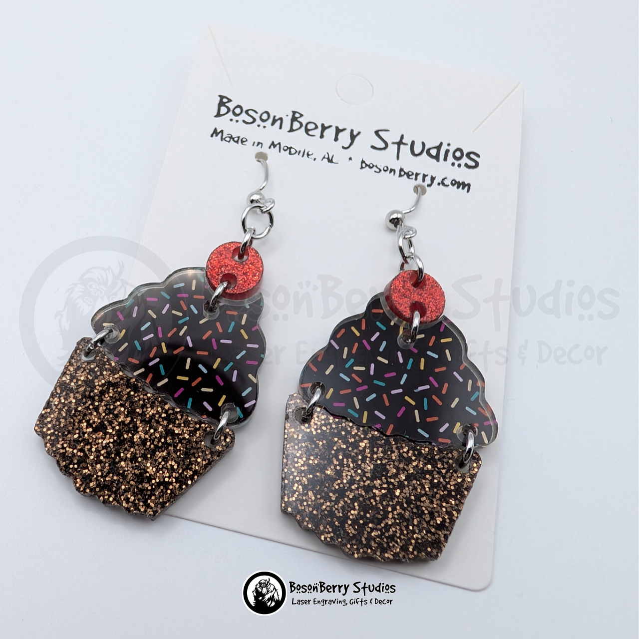 Sprinkle Sparkle Cupcake Tiered Acrylic Earrings