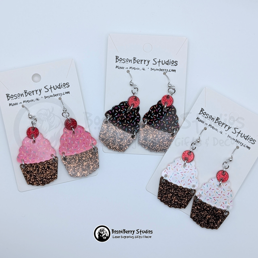 Sprinkle Sparkle Cupcake Tiered Acrylic Earrings