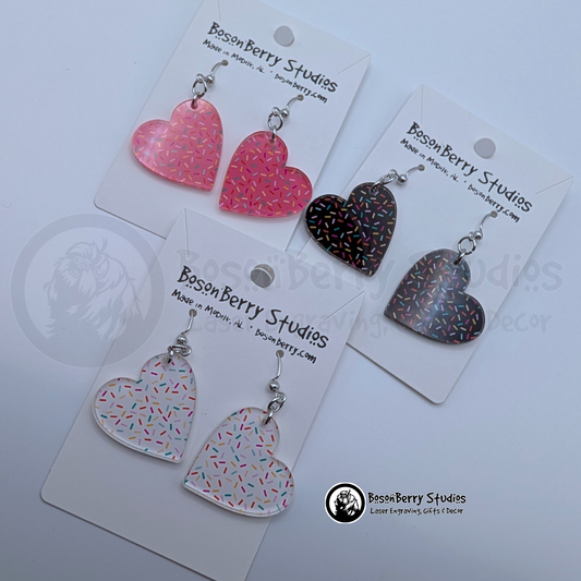 Sprinkle Heart Acrylic Earrings