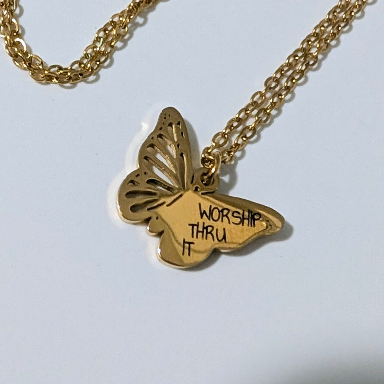 Filigree Butterfly Necklace with Personalized Engraving