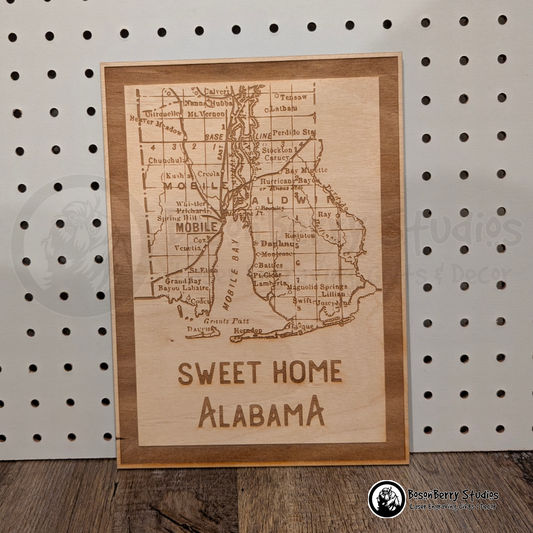 Sweet Home Alabama-Mobile Baldwin Map Sign