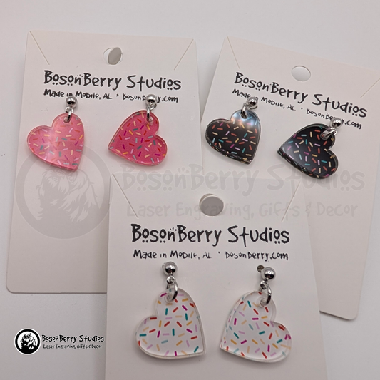 Tiny Sprinkle Heart Acrylic Earrings