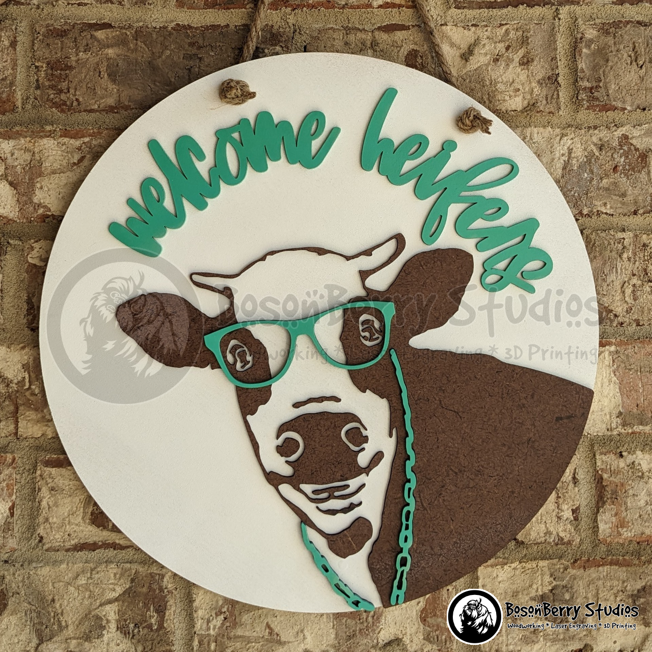 Welcome Heifers Wooden Door Hanger