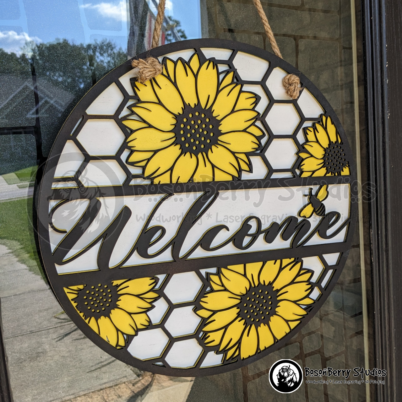 Sunflower Welcome Wooden Door Hanger