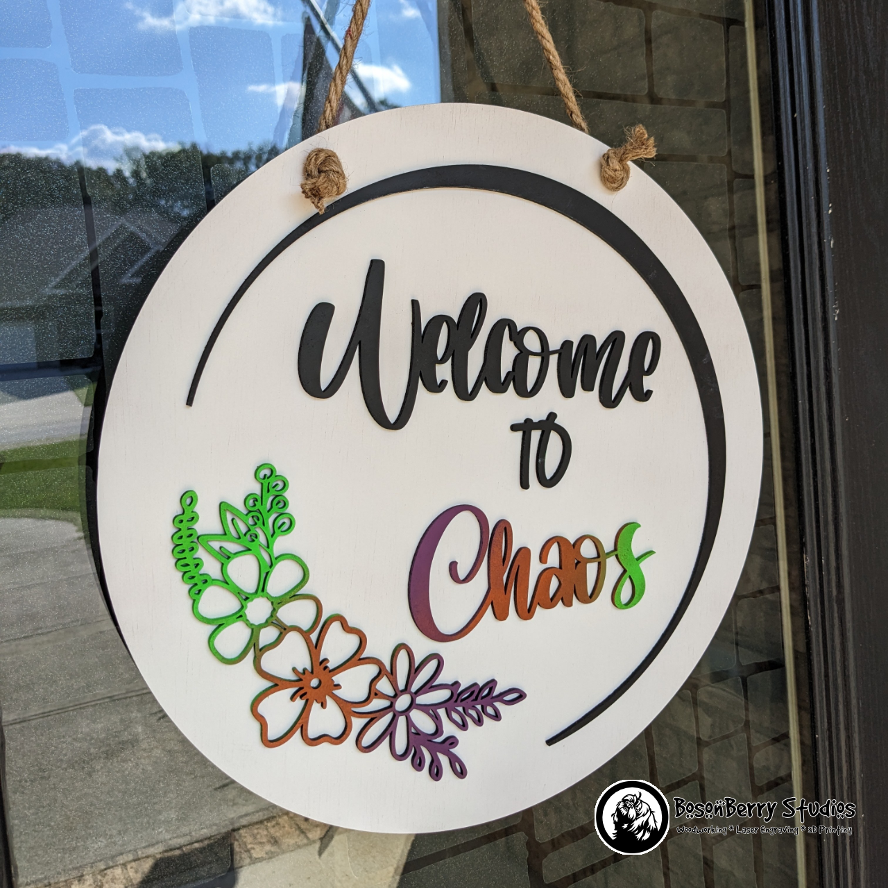 Welcome To Chaos Wooden Door Hanger