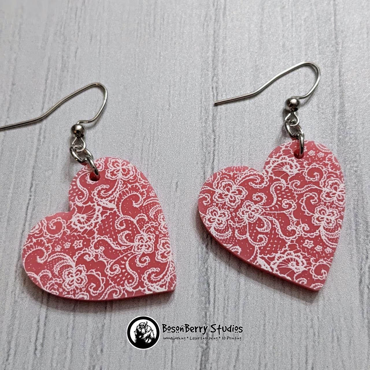 Pink Micro Lace Acrylic Earrings