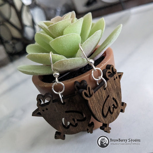 Cute Chicken Wooden Earrings