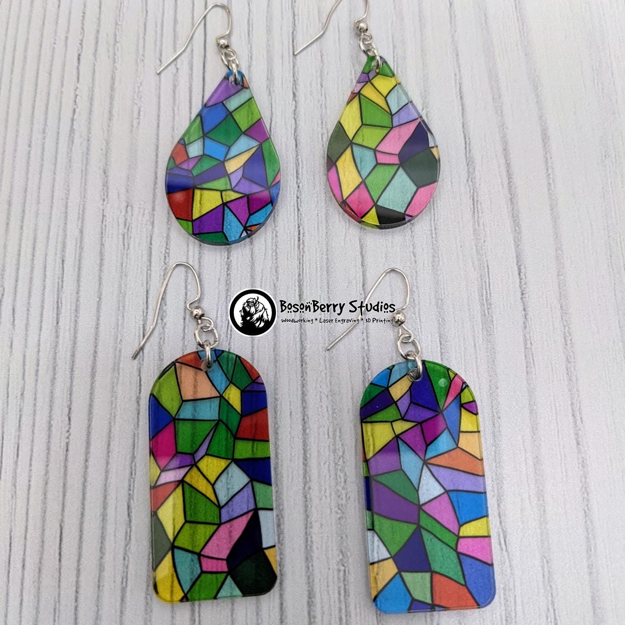 Pastel Stained Glass Acrylic Earrings