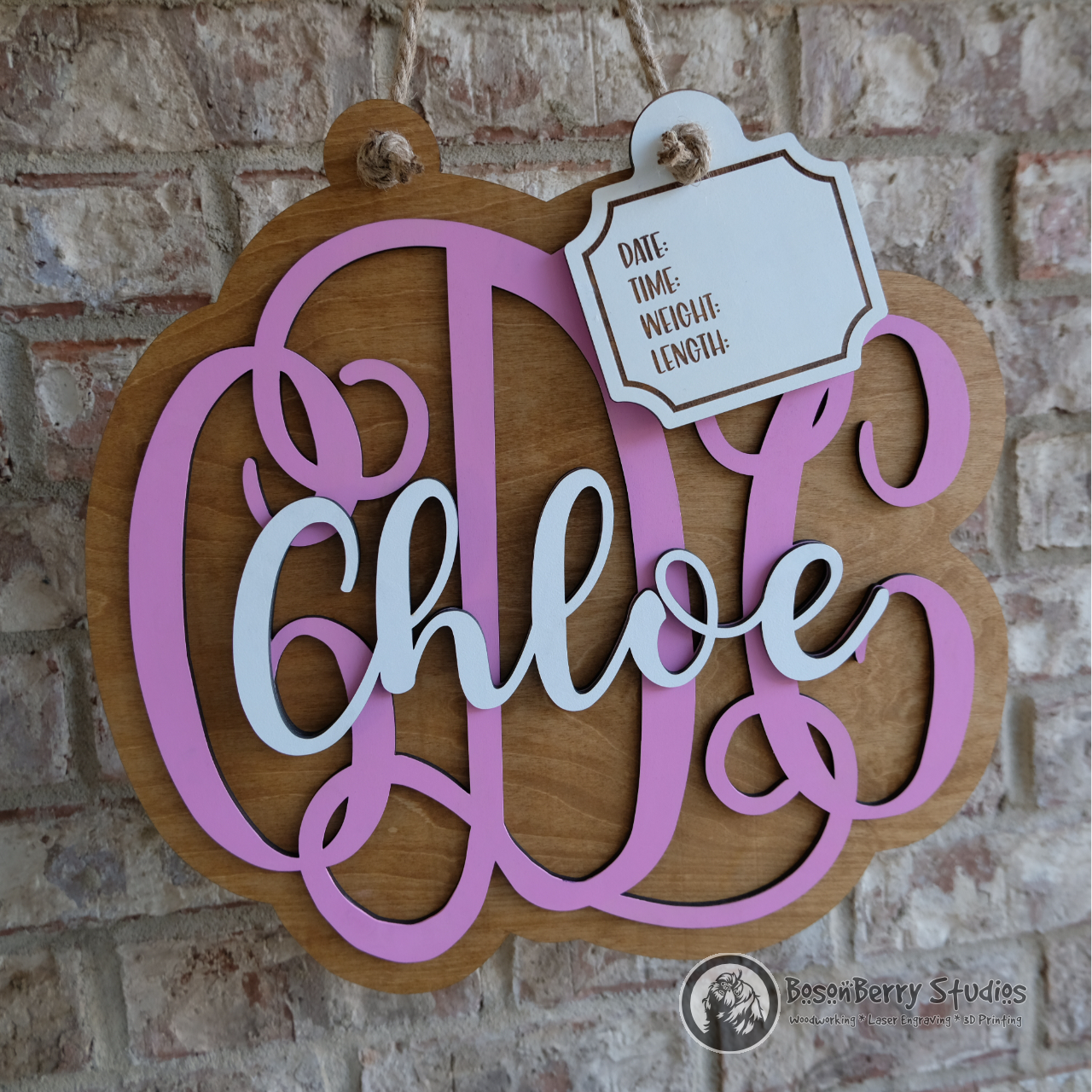Baby Monogram Hospital Door Hanger Sign