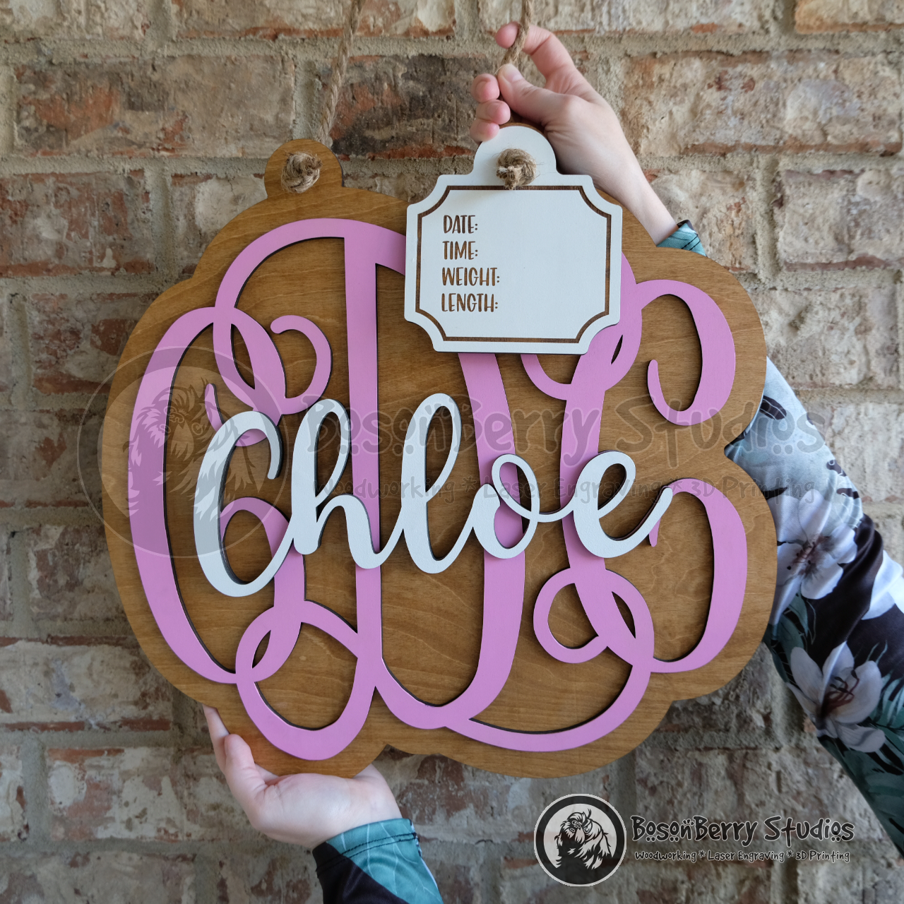 Baby Monogram Hospital Door Hanger Sign