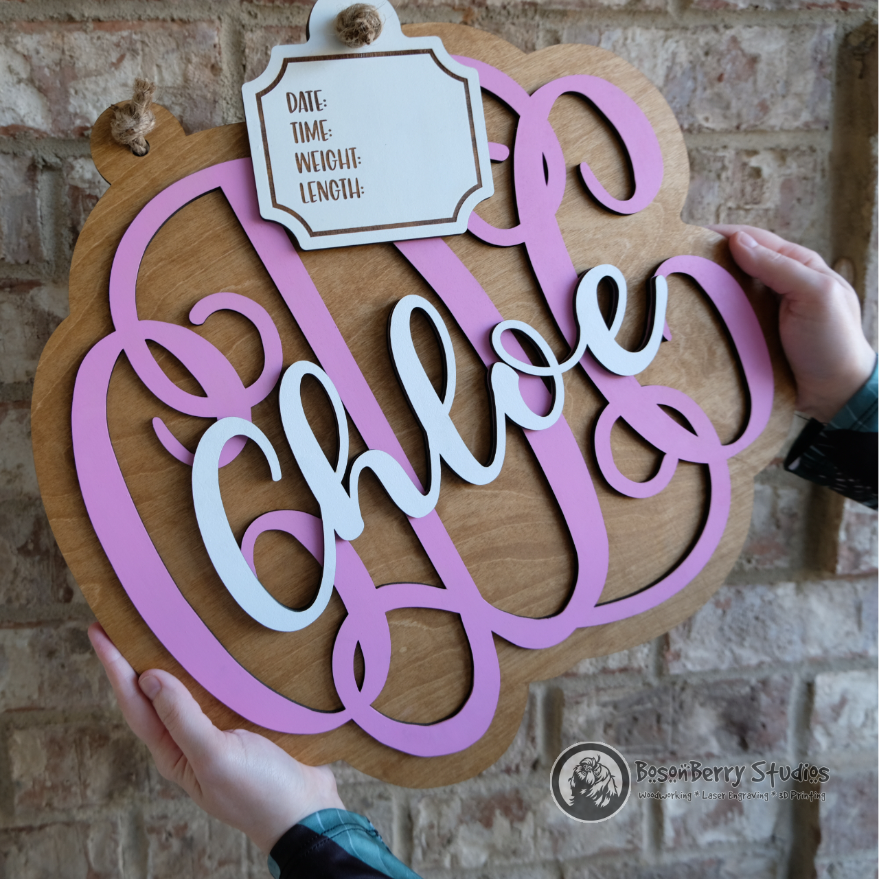 Baby Monogram Hospital Door Hanger Sign